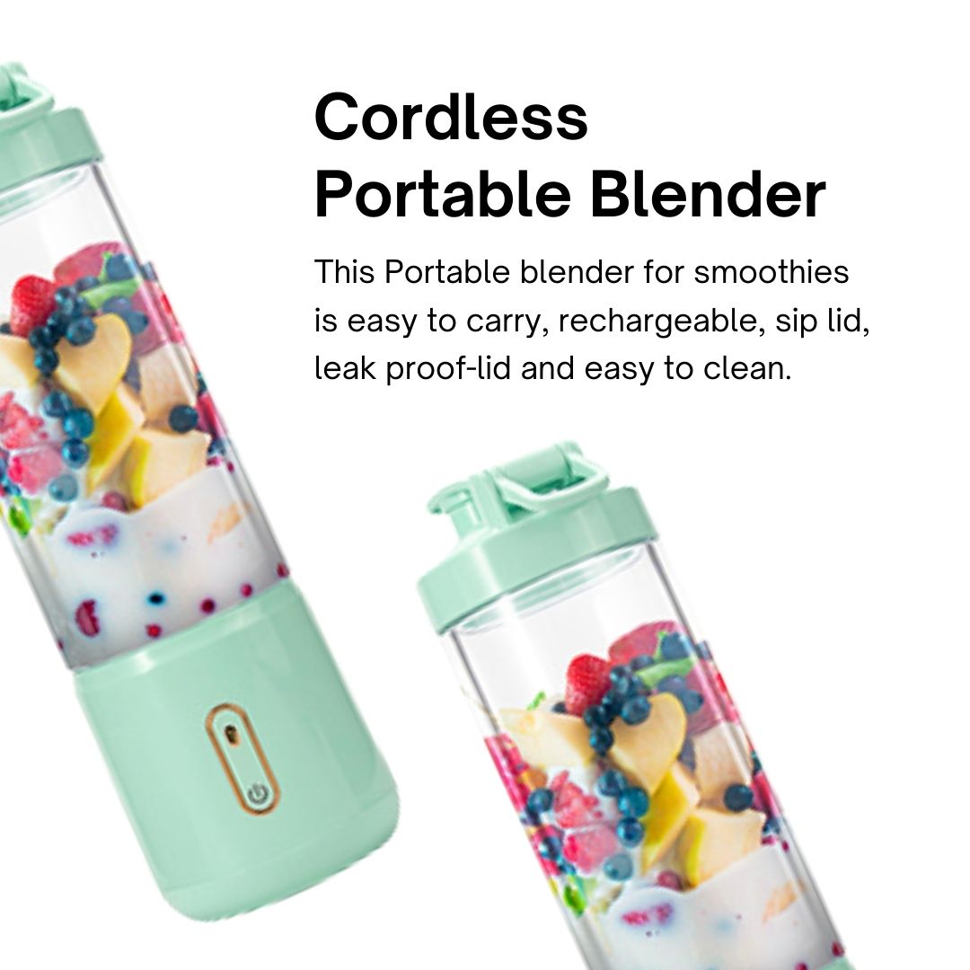 Cordless Portable Blender – 16oz, USB-C Rechargeable & Cup Holder Friendly
