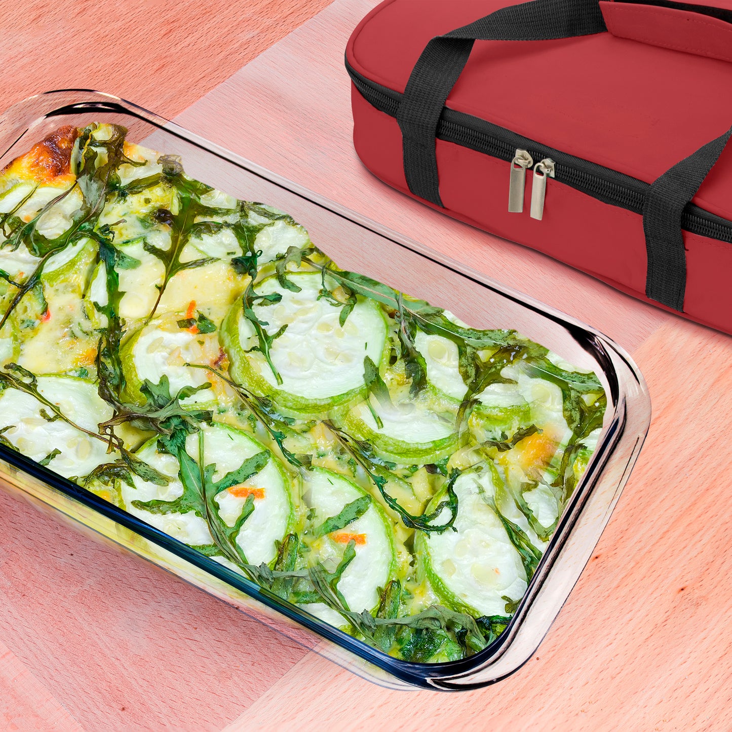 Glass Baking Dish Set with Lid and Insulated Carrying Bag – Perfect for Home Cooking and Potlucks