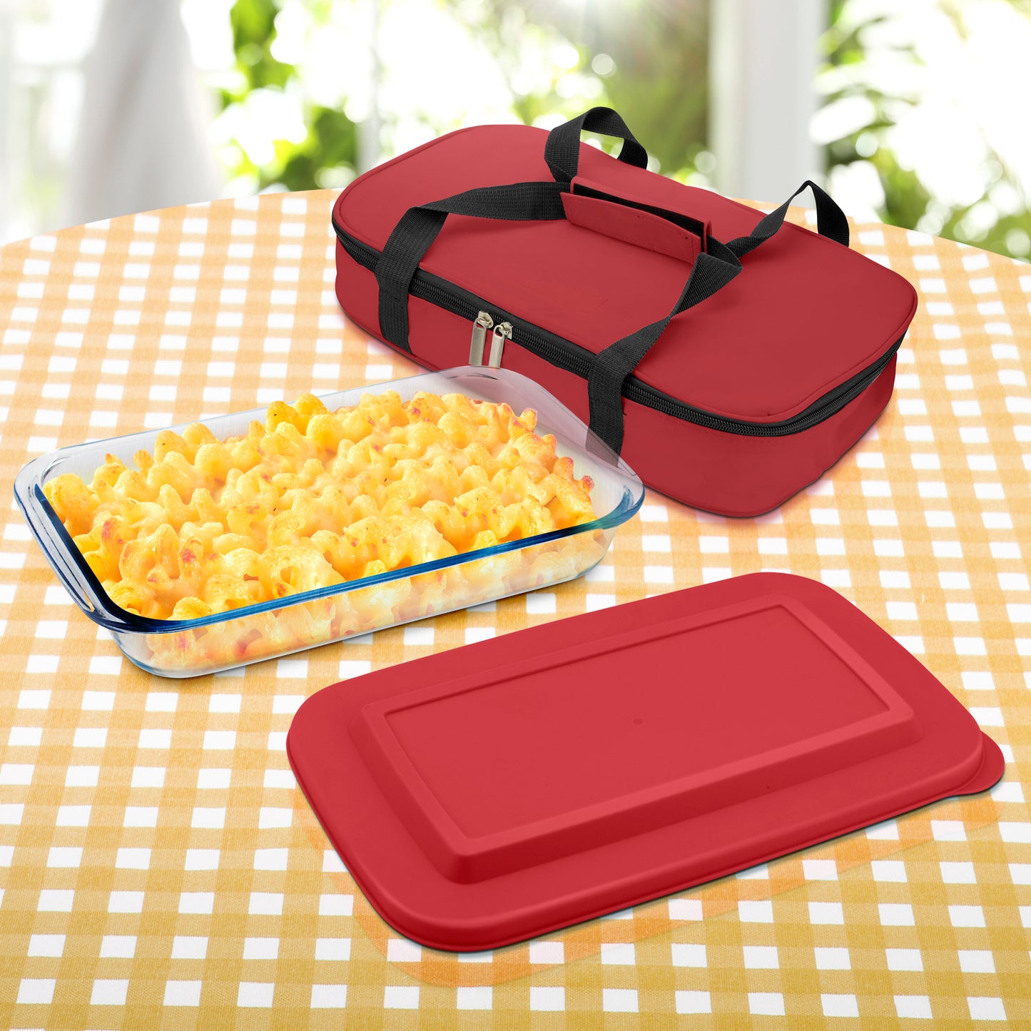 Glass Baking Dish Set with Lid and Insulated Carrying Bag – Perfect for Home Cooking and Potlucks
