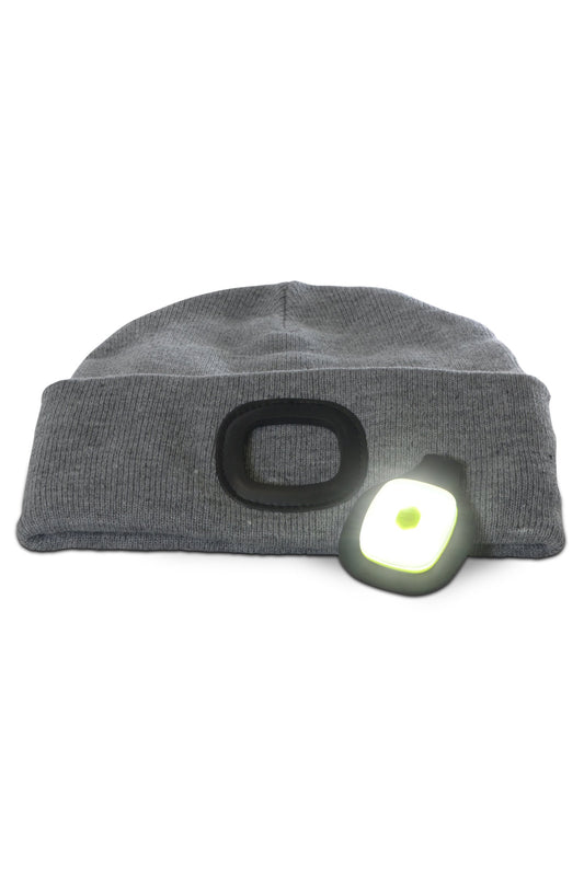 LED Beanie Hat with Light, USB Rechargeable Winter Lighted Headlight Skull Cap Headlamp