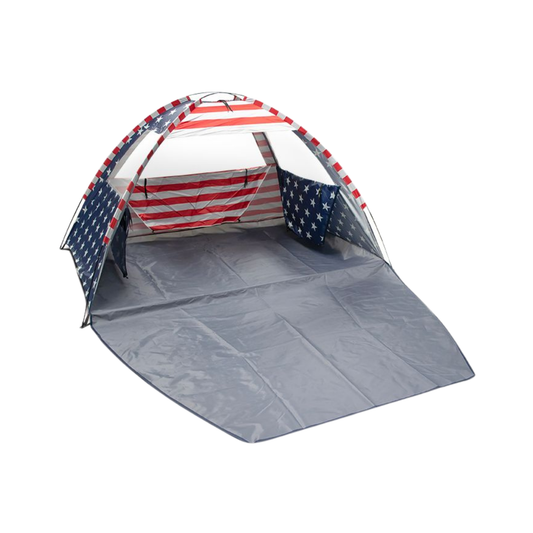 American Flag Portable Beach Tent Anti UV for 3-4 Person – Premium Beach Tent Sun Shelter with 3 Large Mesh Windows