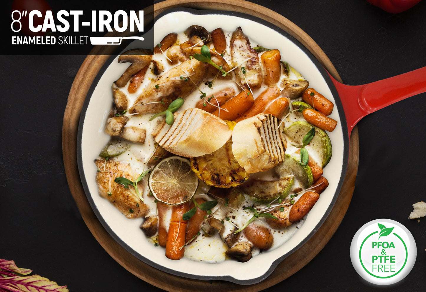 8" Enameled Cast Iron Frying Pan