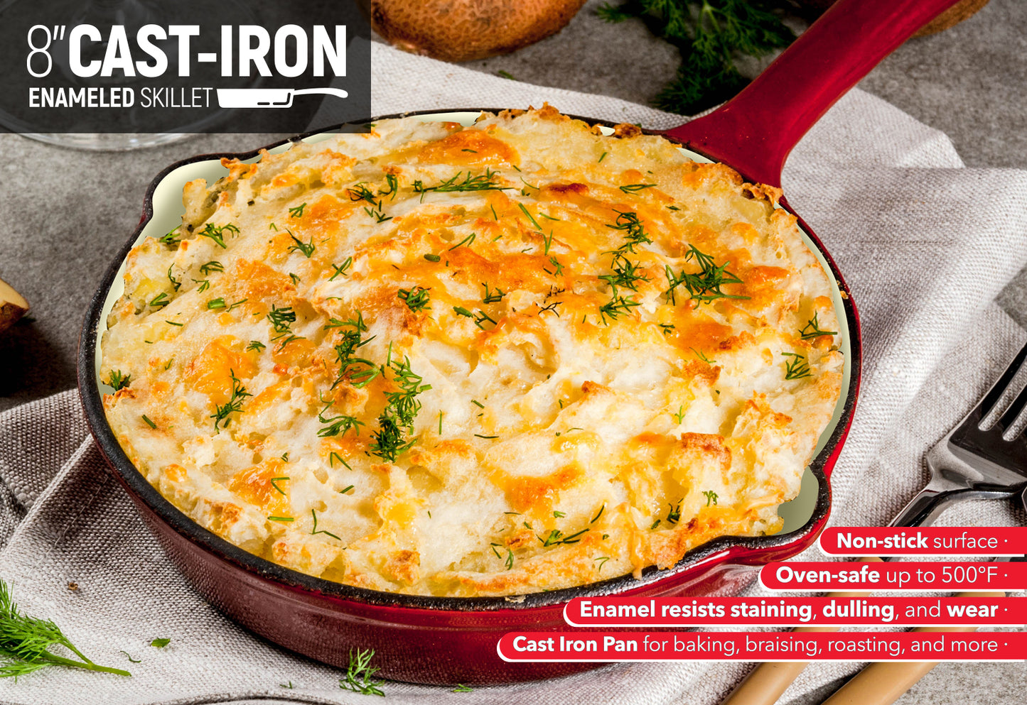 8" Enameled Cast Iron Frying Pan