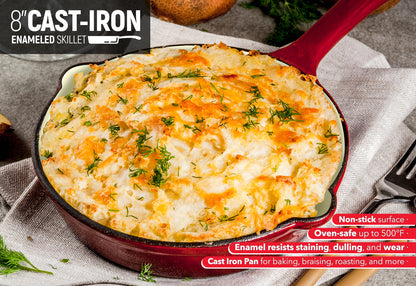 8" Enameled Cast Iron Frying Pan