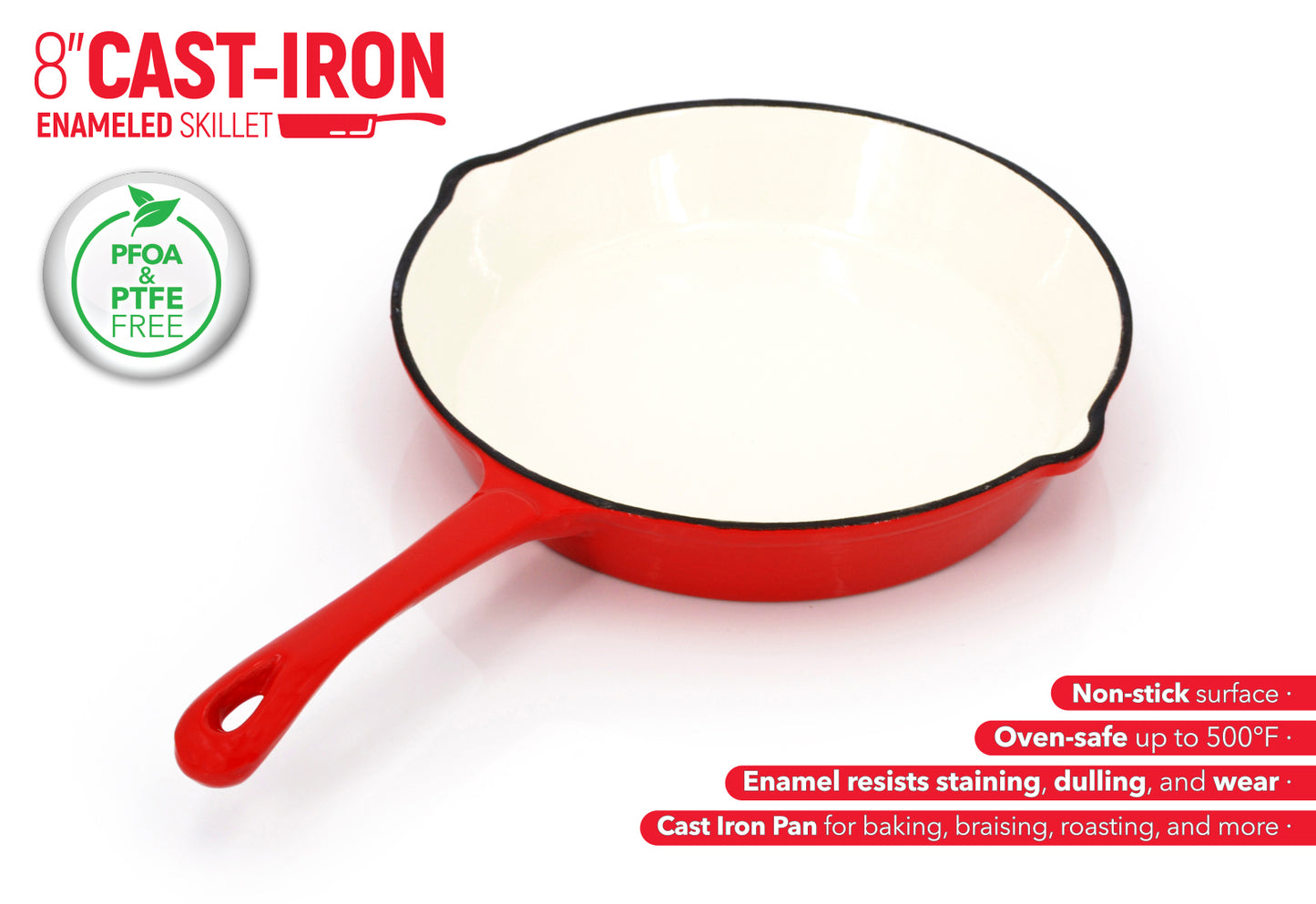 8" Enameled Cast Iron Frying Pan
