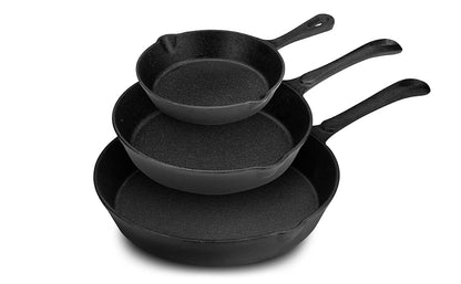 3pc Cast Iron Fry Pan Set (6" 8" 10" )