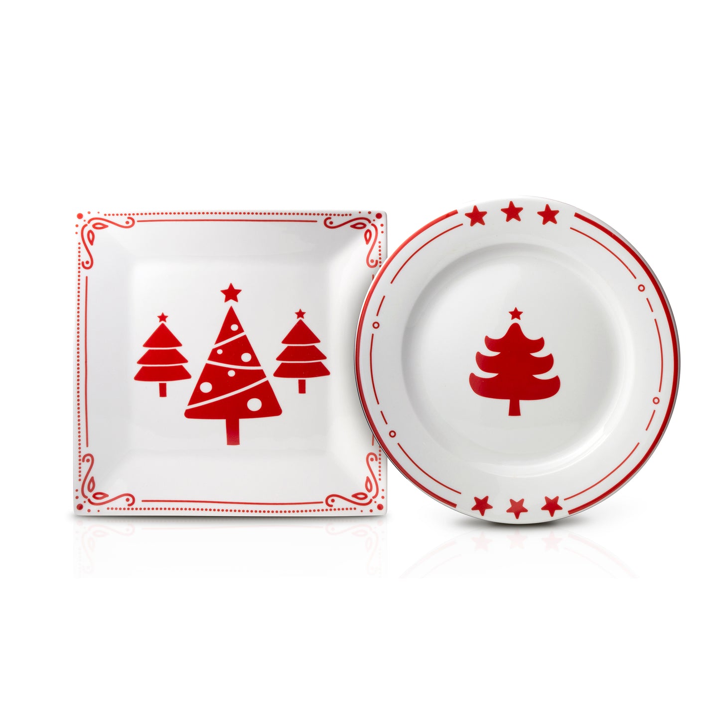 Set of 2 Platters with Holiday Print