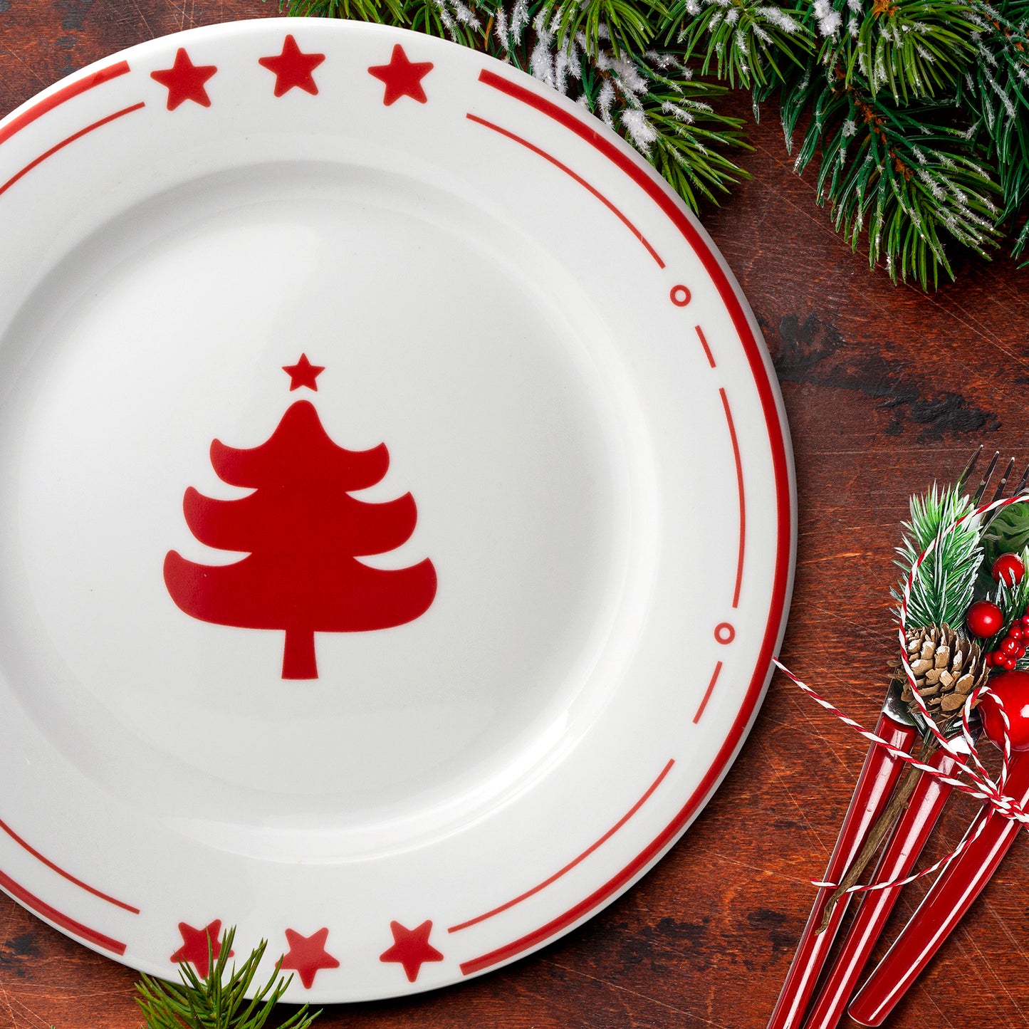 Set of 2 Platters with Holiday Print