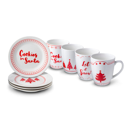 Mug and Plate Set with Holiday Print