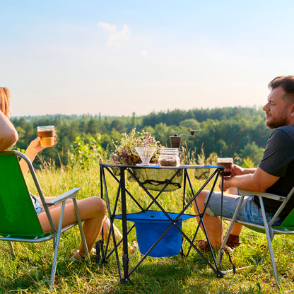 Collapsible Folding Camping Table with Insulated Cooler