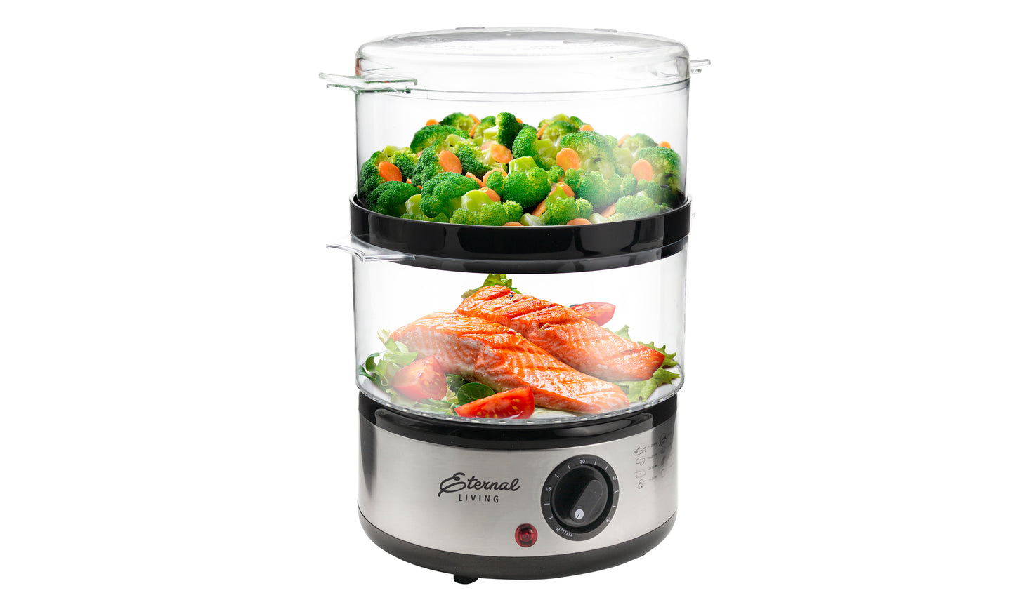 Easy-to-Use Two-Tier Food Steamer with Auto Timer – Perfect for Healthy Family Meals