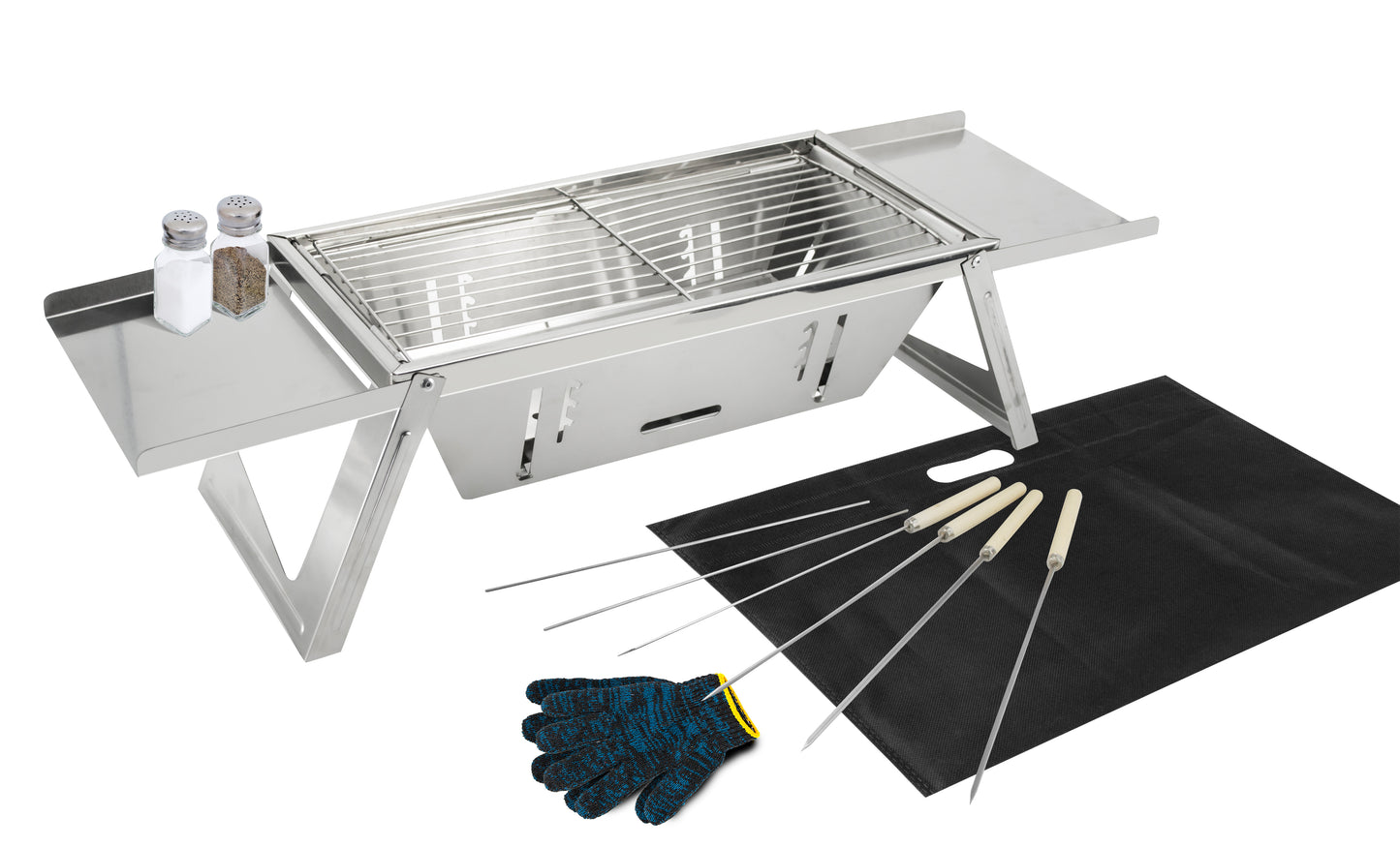 Portable BBQ Grill with Bag,Glove and 4 Skewers