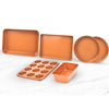 6pc Premium Bake Set (Cake Pans, Cupcake Tray, & Cookie Sheets, 6 Piece) Copper
