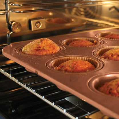 6pc Premium Bake Set (Cake Pans, Cupcake Tray, & Cookie Sheets, 6 Piece) Copper