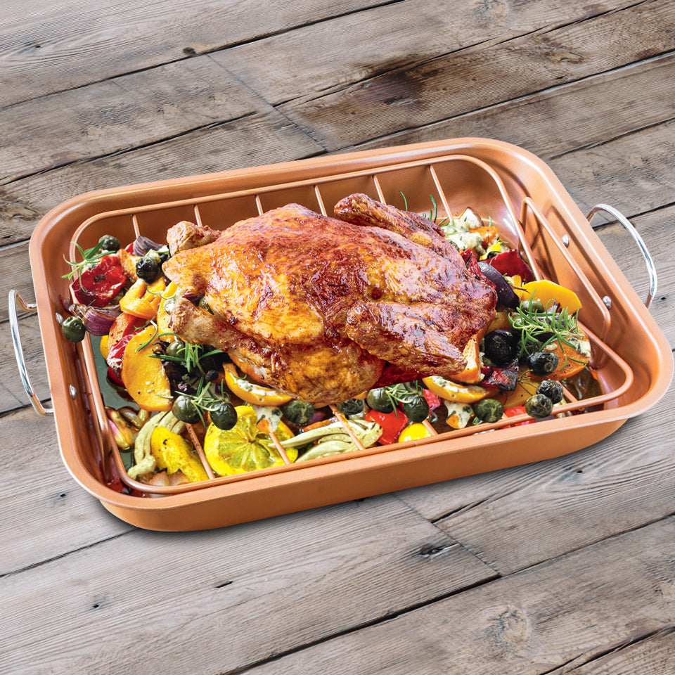 Roaster Pan with Rack, Copper16x12"