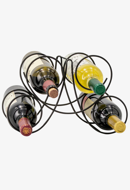 Wine Rack for Countertop | Cabinet Wine Holder Storage Stand Holds 4 Bottles, Metal Black