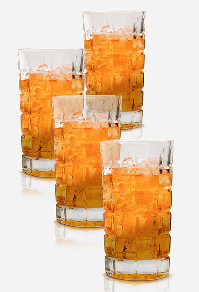 Highball Glasses Crystal Drinking Glassware Set of 4