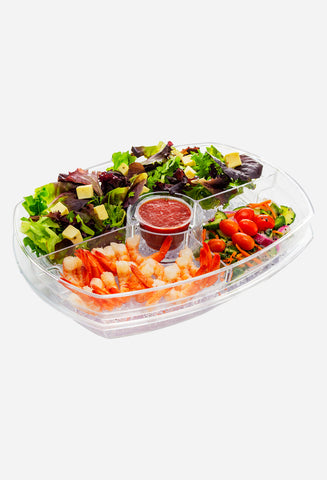 Eternal Kitchen Ideas Appetizer Serving Tray on Ice with Lid | Shrimp Cocktail Chilled Bowl with Ice Compartment for Parties, Clear