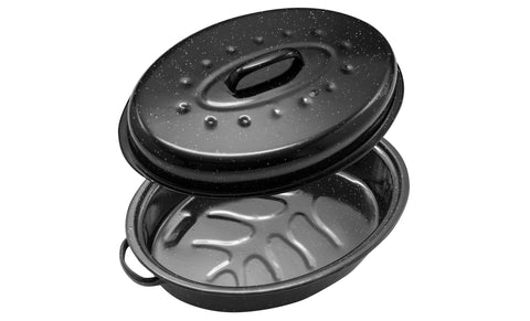 Oval Roaster Pan With Lid, 15” Black