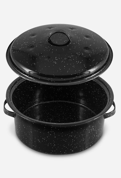 4quart Black Granite Stock Pot with Lid