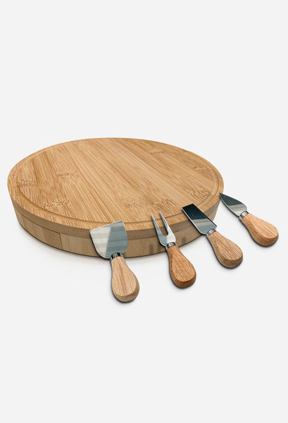 10" Bamboo Cheese Board with Knife Set