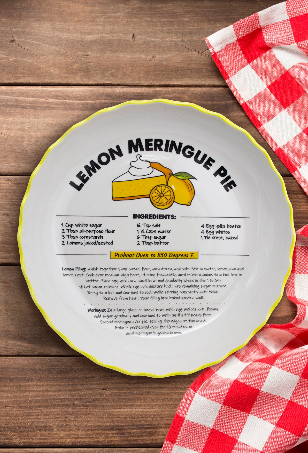 Ceramic Recipe Pie Plate