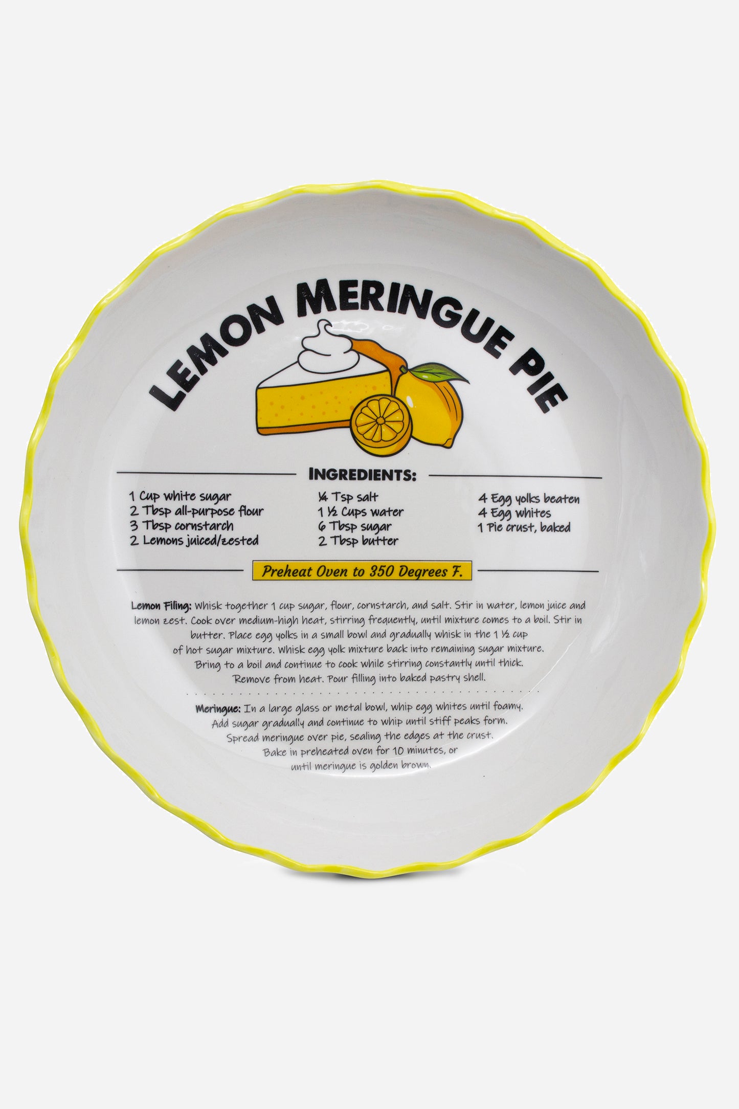 Ceramic Recipe Pie Plate