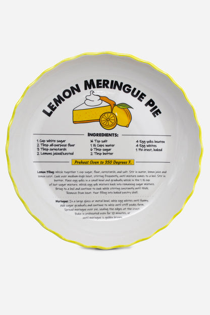 Ceramic Recipe Pie Plate