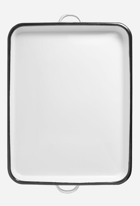 White Enameled 17" Serving Tray