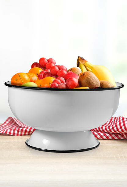 White Enameled 10.5" Serving Bowl