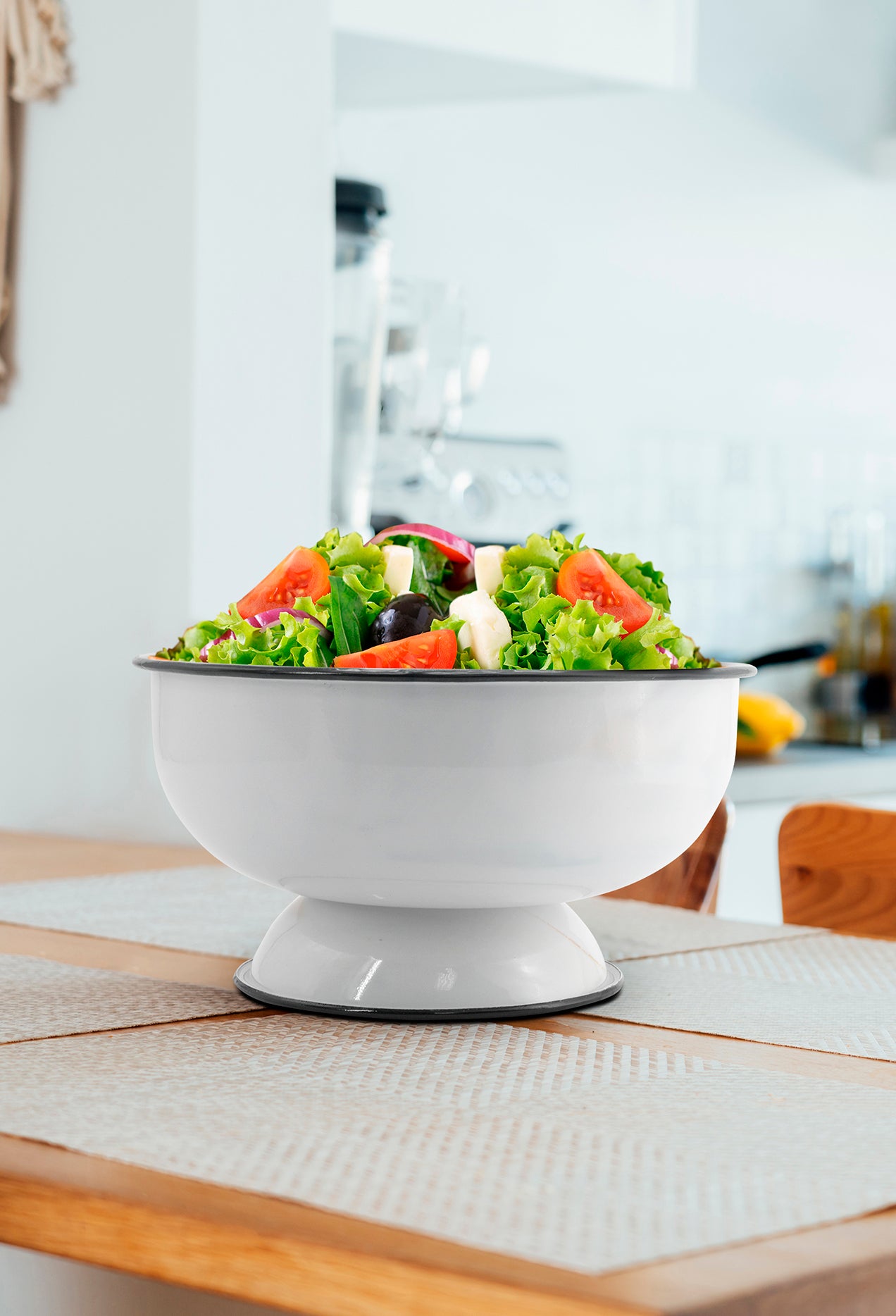 White Enameled 10.5" Serving Bowl